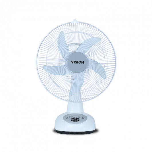 VISION Rechargeable Table Fan 14" White With USB Charger
